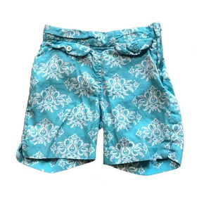 Janie And Jack Damask Design Blue White Shorts Girls Size 18-24 Months